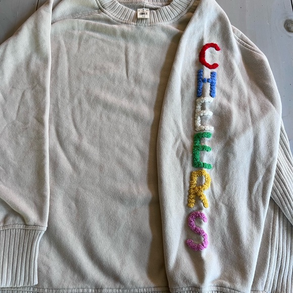 NWT, Aerie Cream Knit Cheers Sweatshirt - Picture 2 of 7
